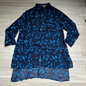 Ruff hewn womens sheer tunic blue top 2x plus size